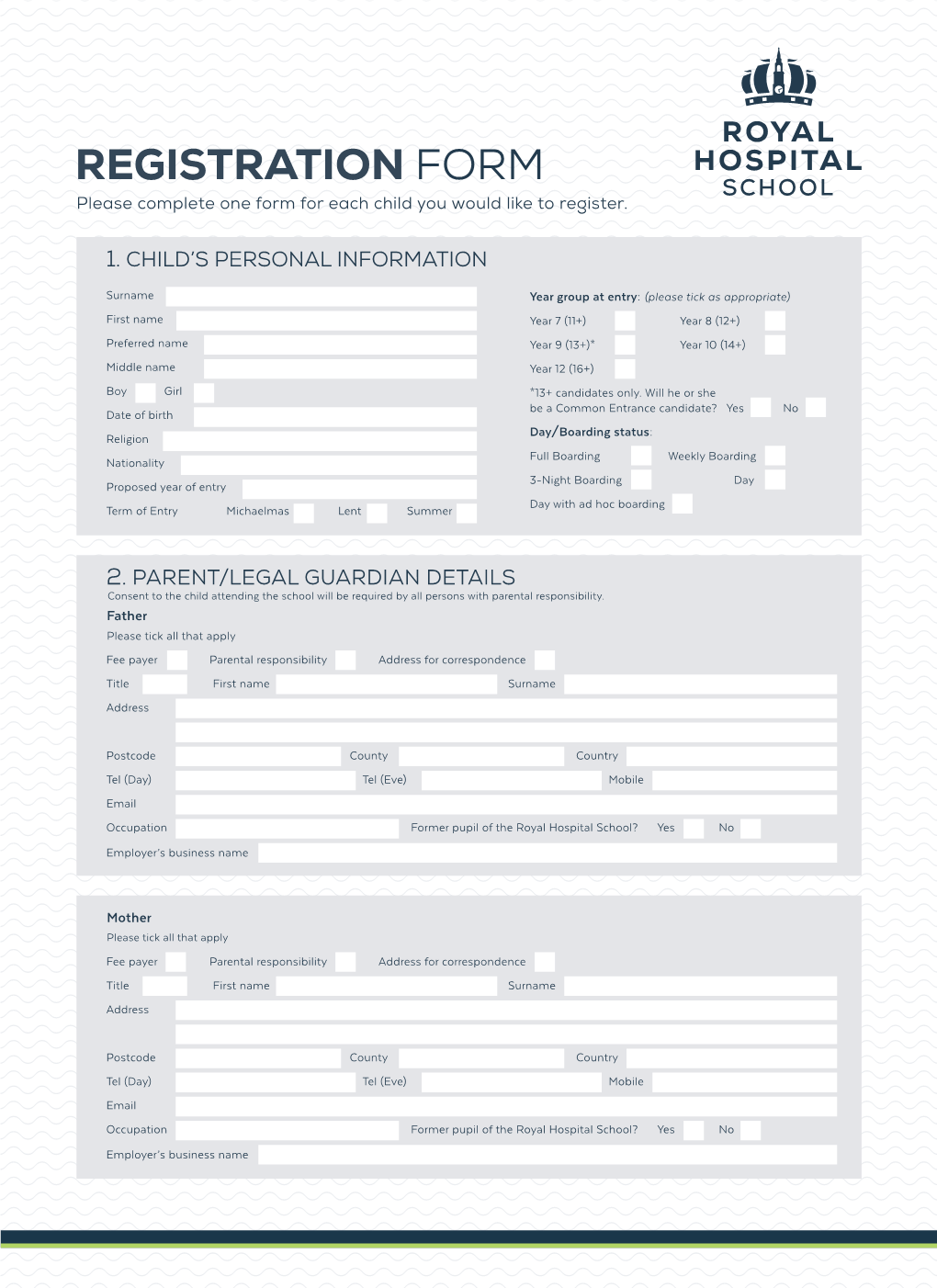 REGISTRATION FORM Please Complete One Form for Each Child You Would Like to Register