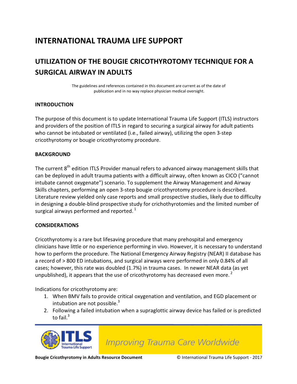 Utilization of the Bougie Cricothyrotomy Technique for a Surgical Airway in Adults