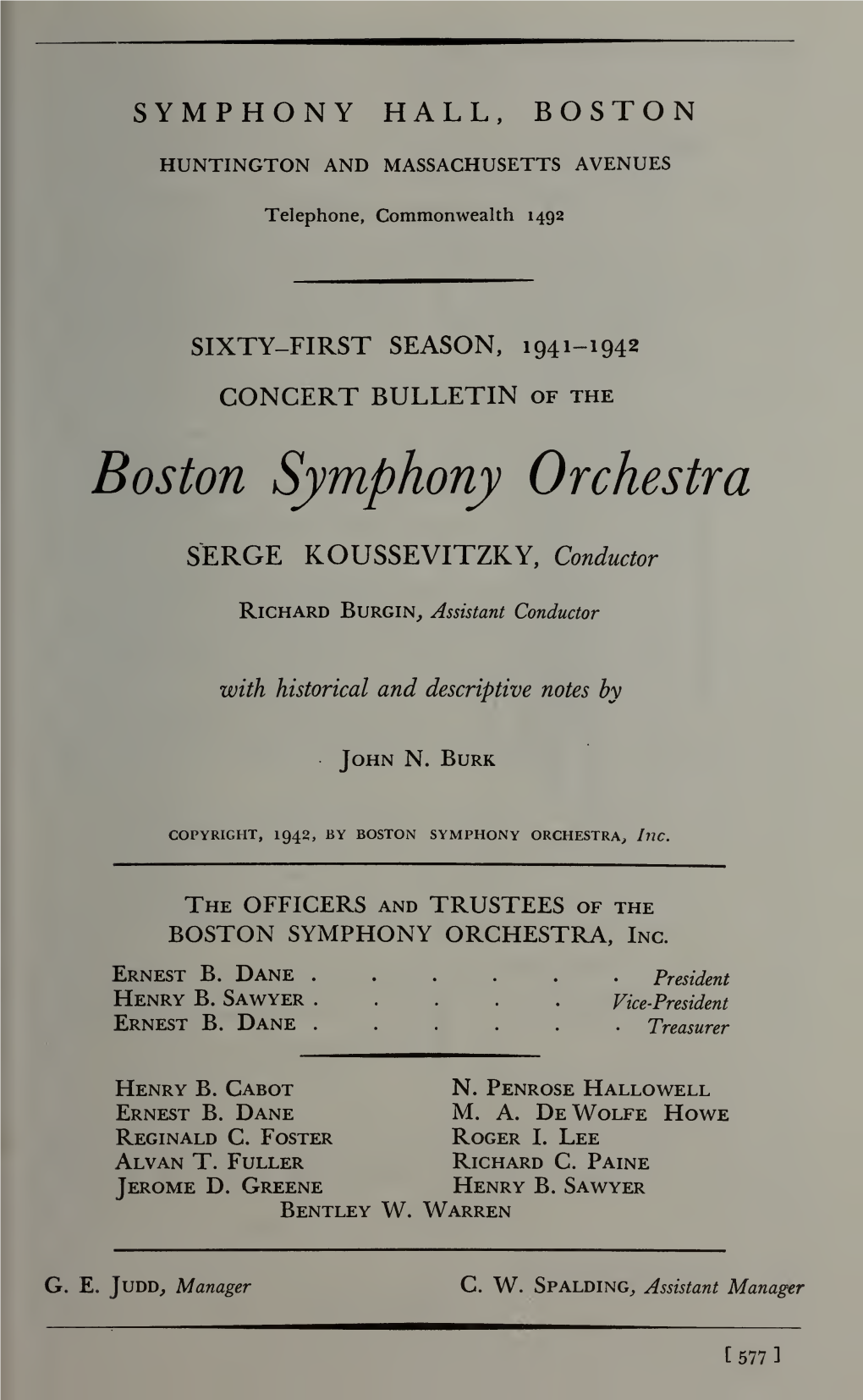 Boston Symphony Orchestra Concert Programs, Season