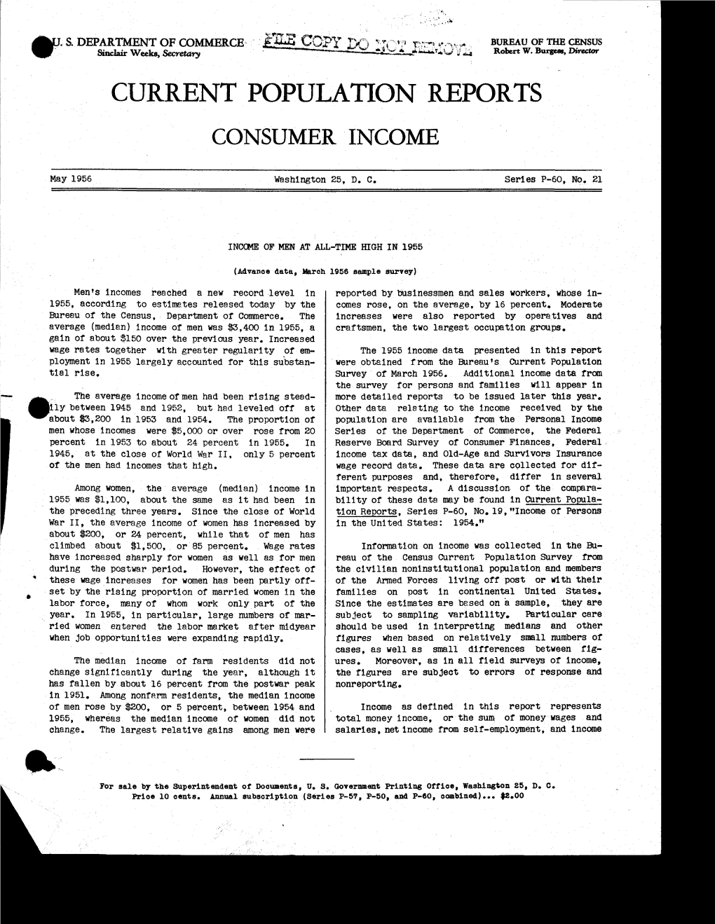 Advanoe Data, March 1956 Sample Surve