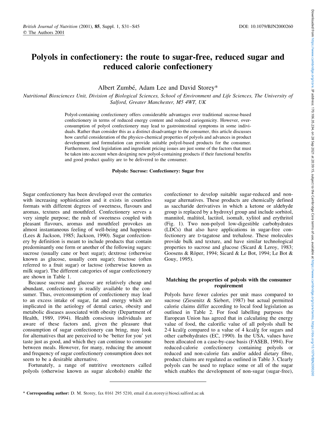 Polyols in Confectionery: the Route to Sugar-Free, Reduced Sugar and Reduced Calorie Confectionery