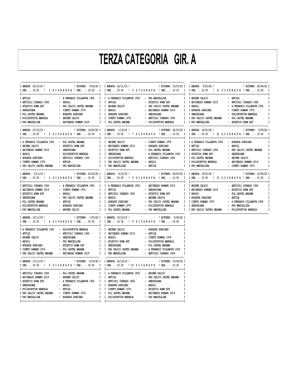 Terza Categoria Gir. A