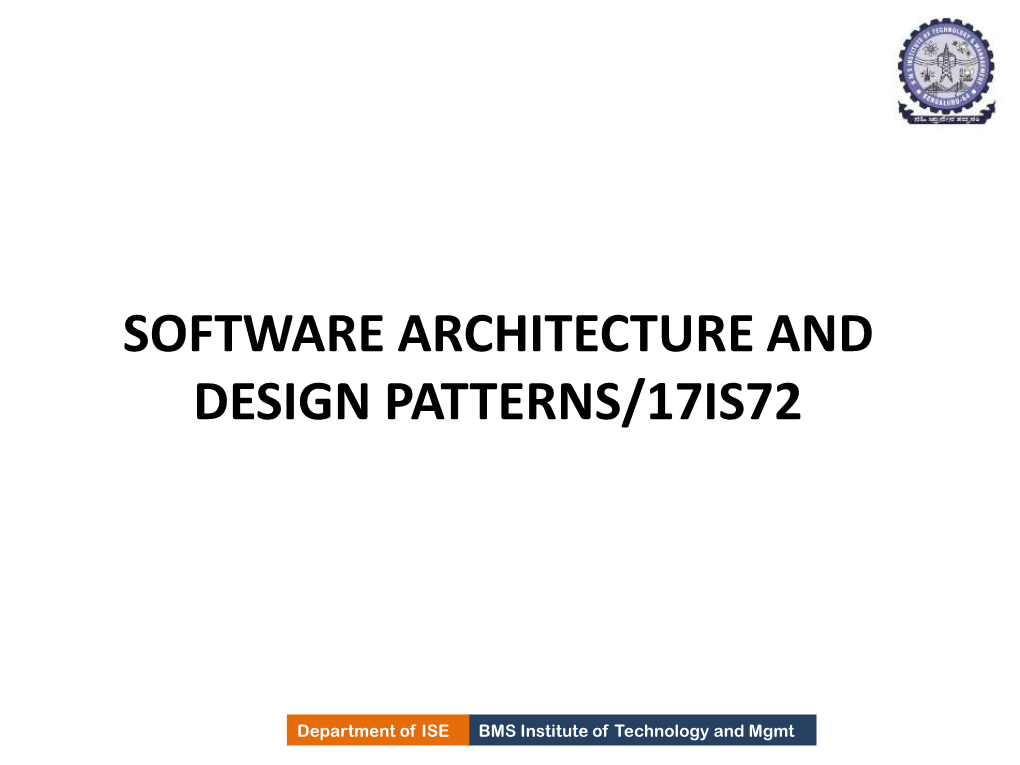 Software Architecture and Design Patterns/17Is72