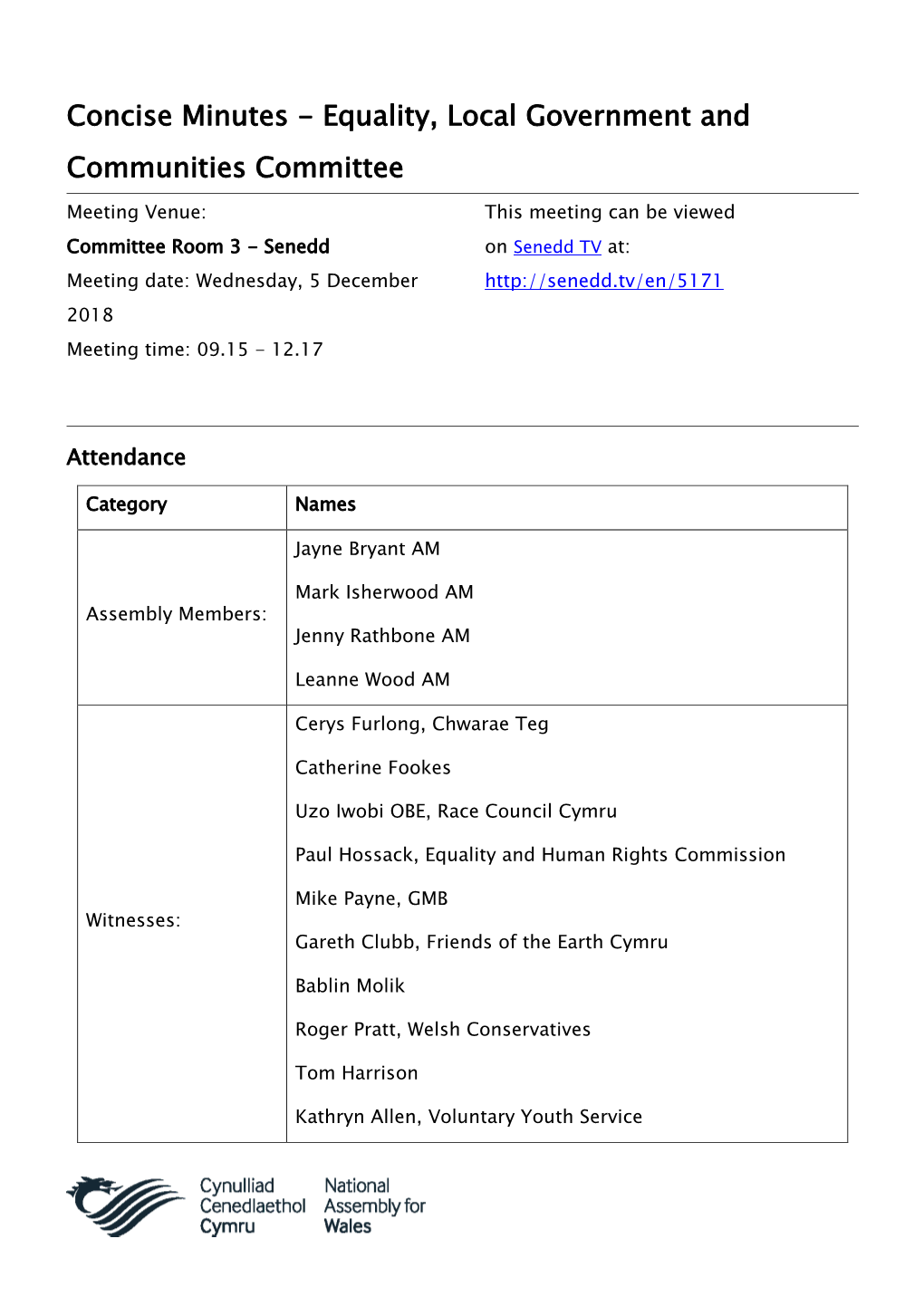 Concise Minutes - Equality, Local Government and Communities Committee