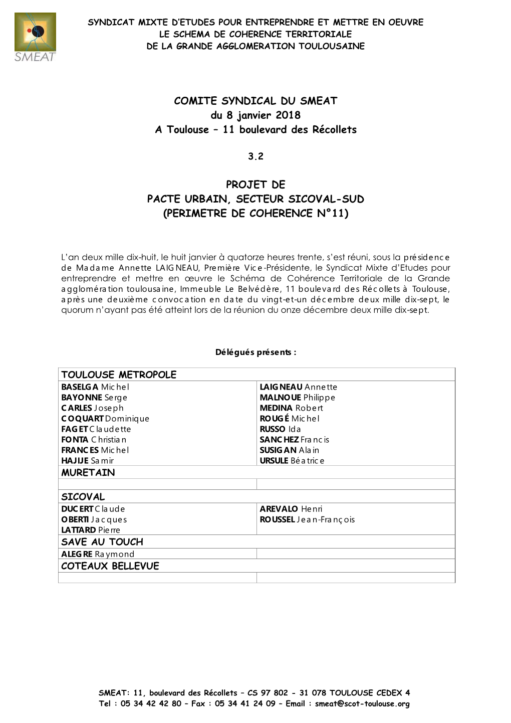 3.2. Projet De Pacte Urbain, Secteur Sicoval-Sud