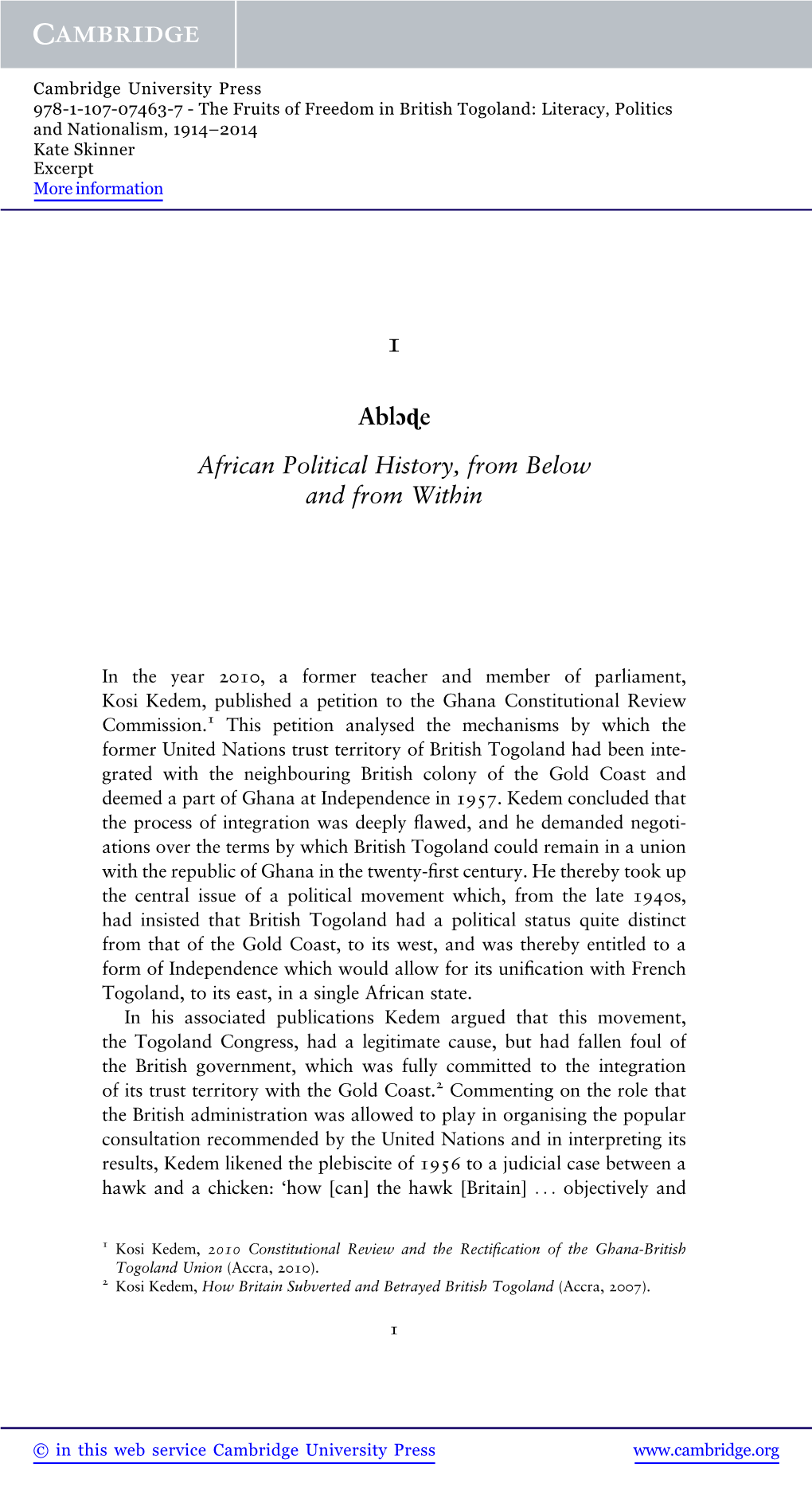 Ablɔɖe African Political History, from Below and from Within