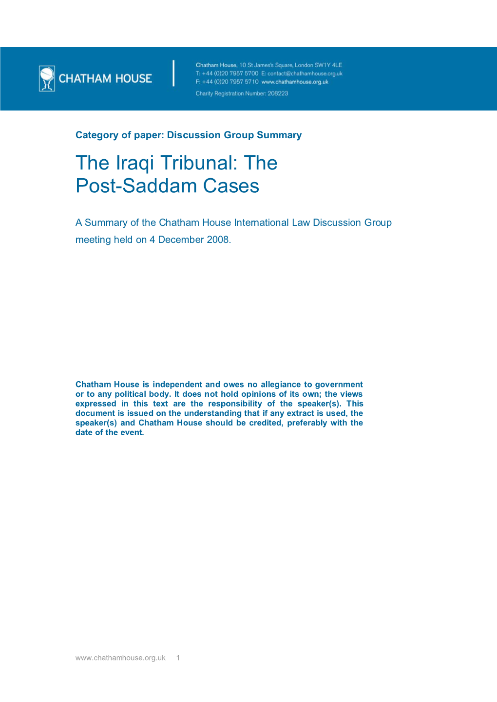 The Iraqi Tribunal: the Post-Saddam Cases