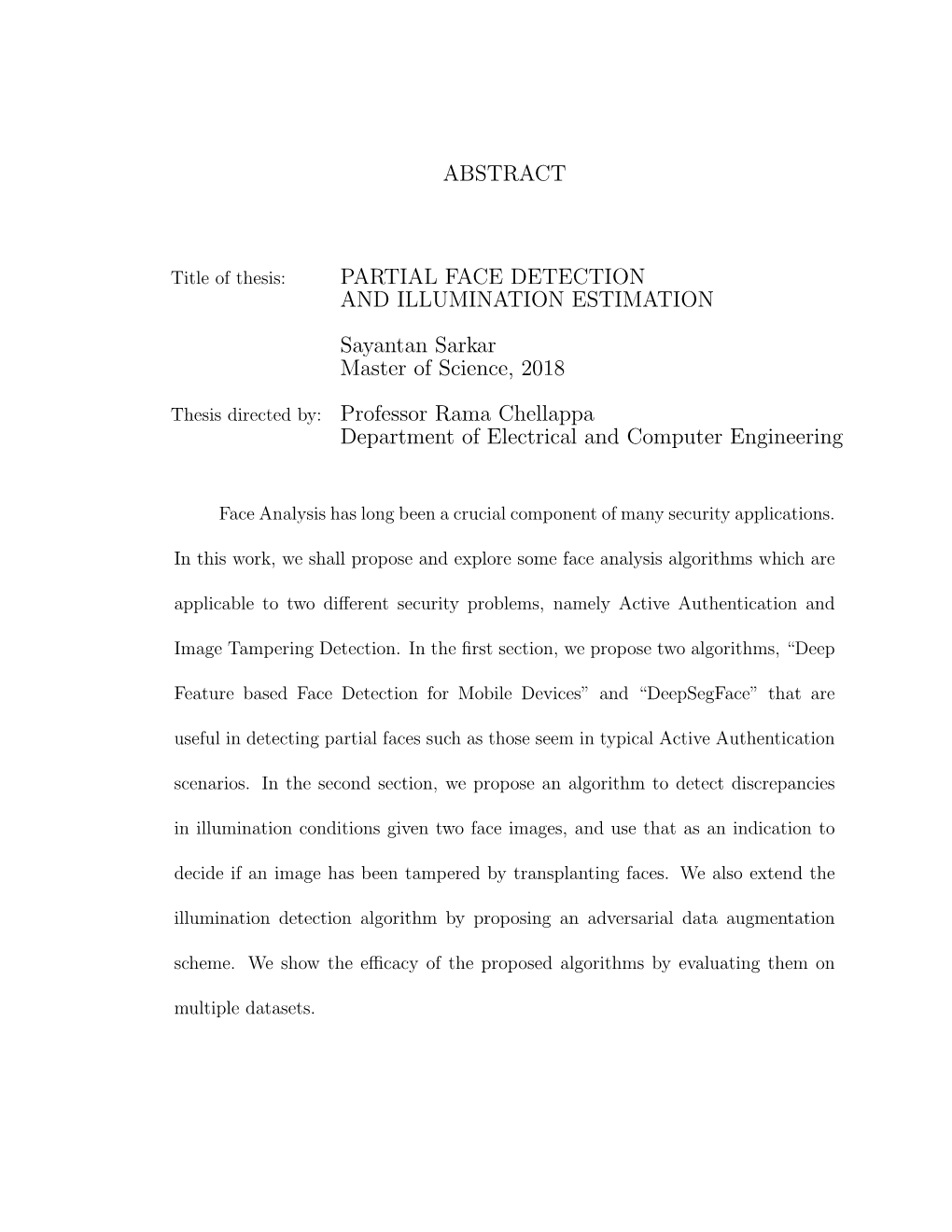 Abstract Partial Face Detection And