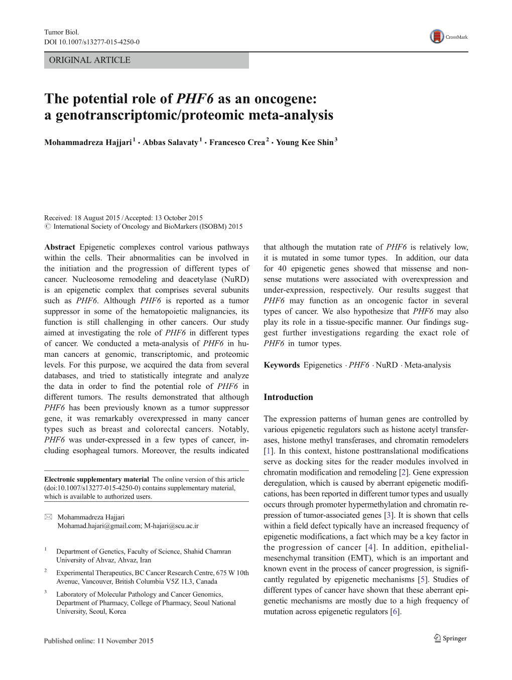 The Potential Role of PHF6 As an Oncogene: a Genotranscriptomic/Proteomic Meta-Analysis