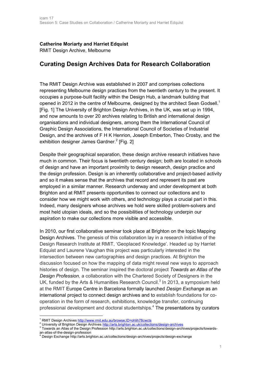 Curating Design Archives Data for Research Collaboration