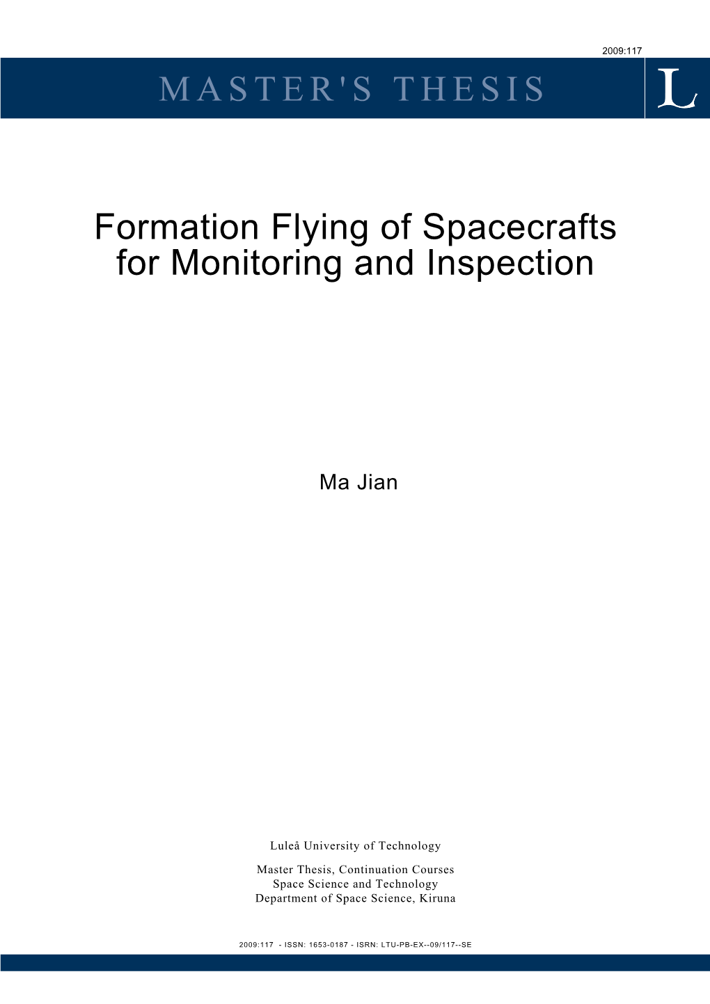 MASTER's THESIS Formation Flying of Spacecrafts for Monitoring And