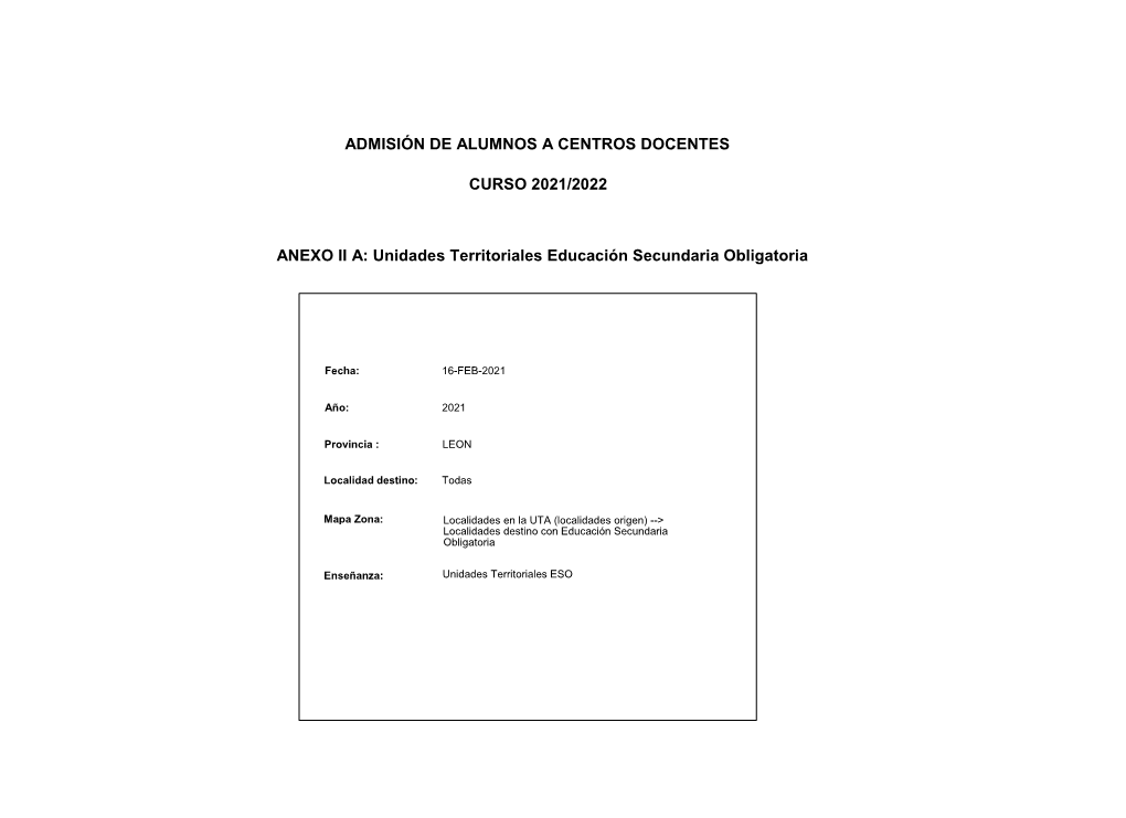 Unidades Territoriales Educación Secundaria Obligatoria