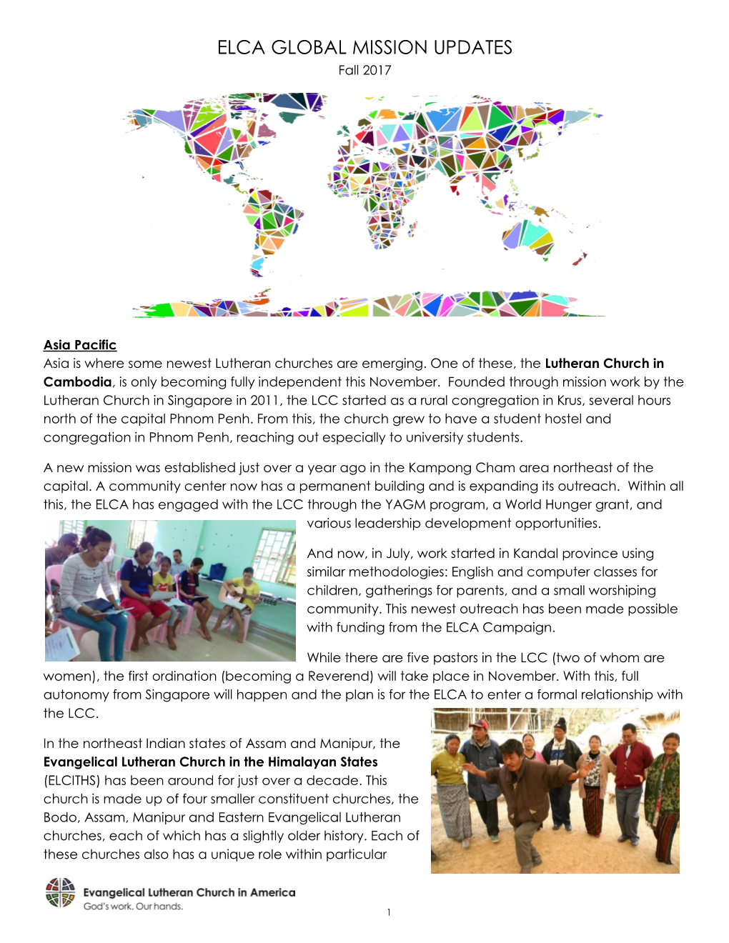 ELCA GLOBAL MISSION UPDATES Fall 2017