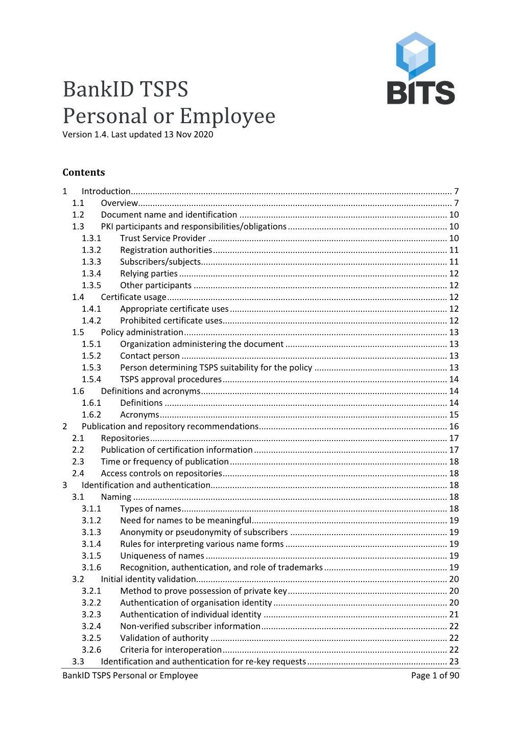 Bankid TSPS Personal Or Employee Version 1.4