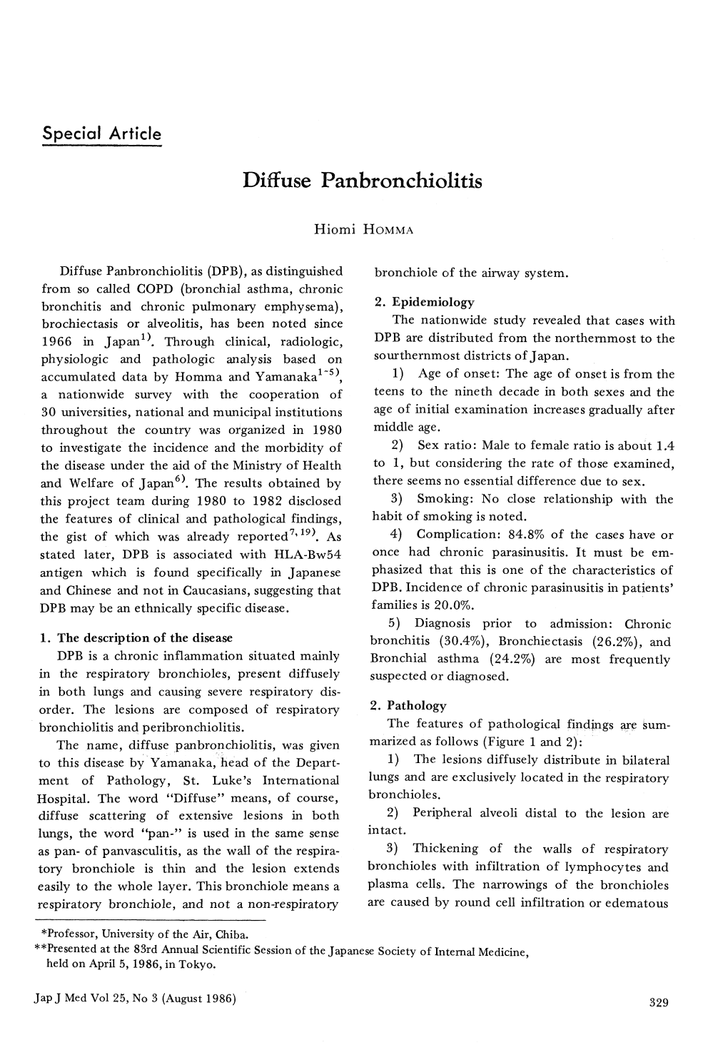 Diffuse Panbronchiolitis Hiomi Homma