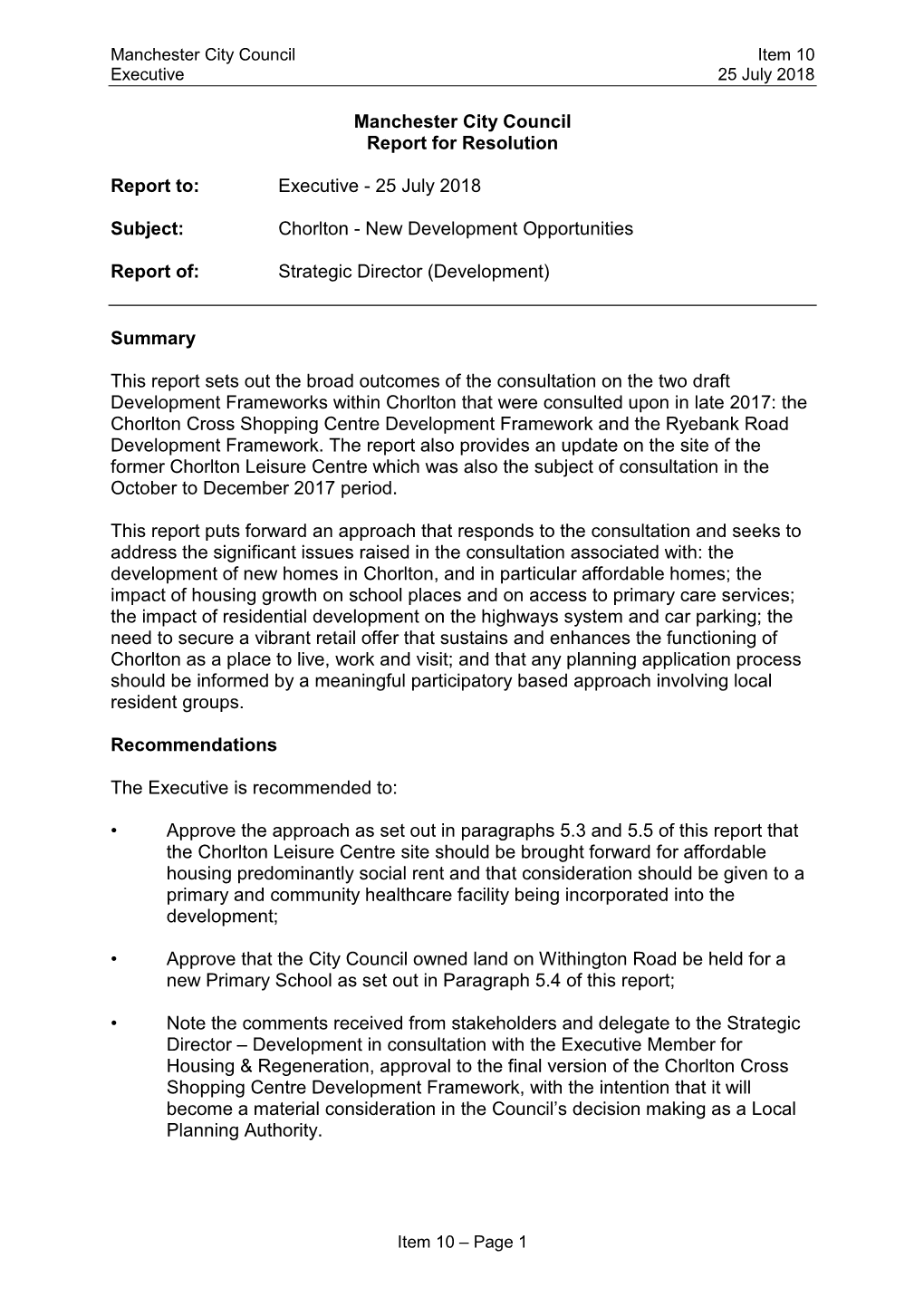 Chorlton - New Development Opportunities