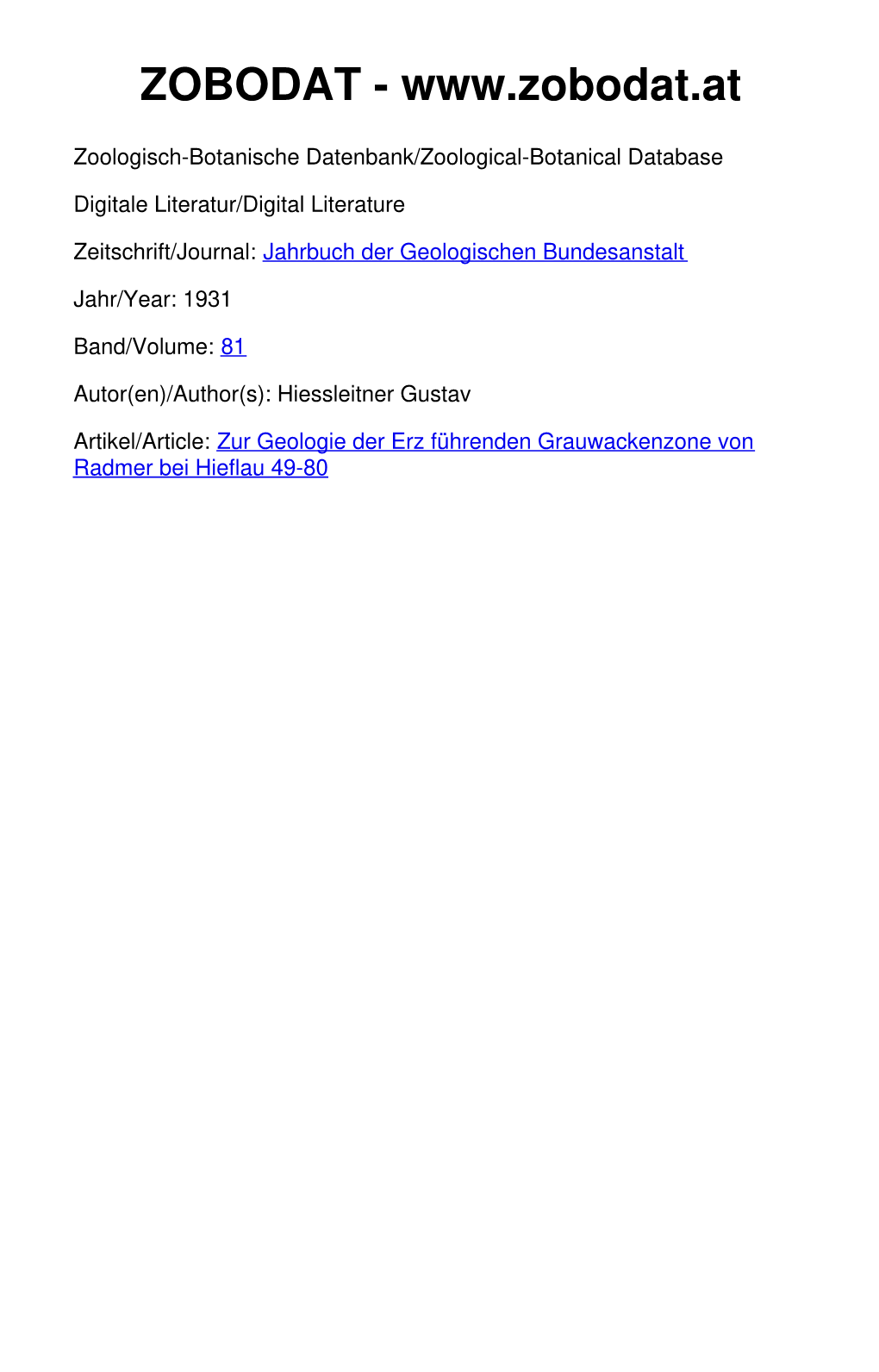 Zur Geologie Der Erz Führenden Grauwackenzone Von Radmer Bei Hieflau 49-80 ©Geol