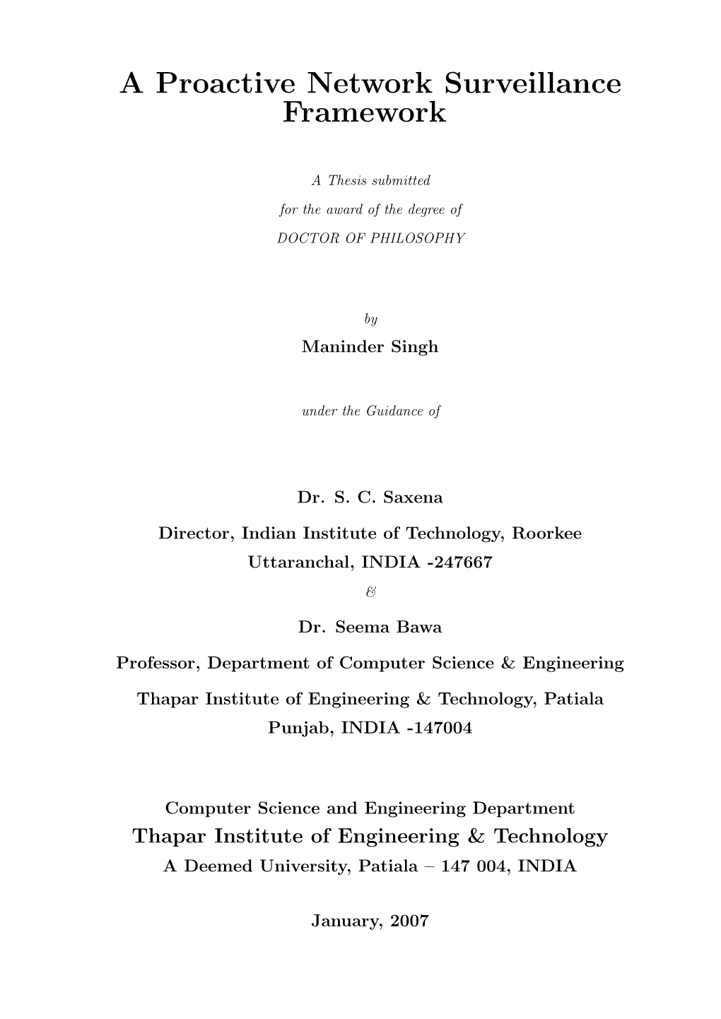 A Proactive Network Surveillance Framework