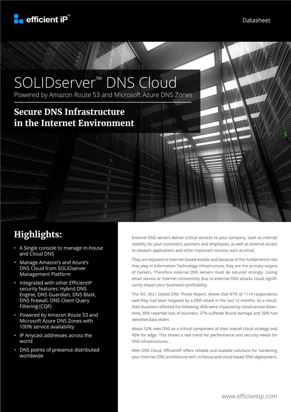 Solidserver™ DNS Cloud Powered by Amazon Route 53 and Microsoft Azure DNS Zones
