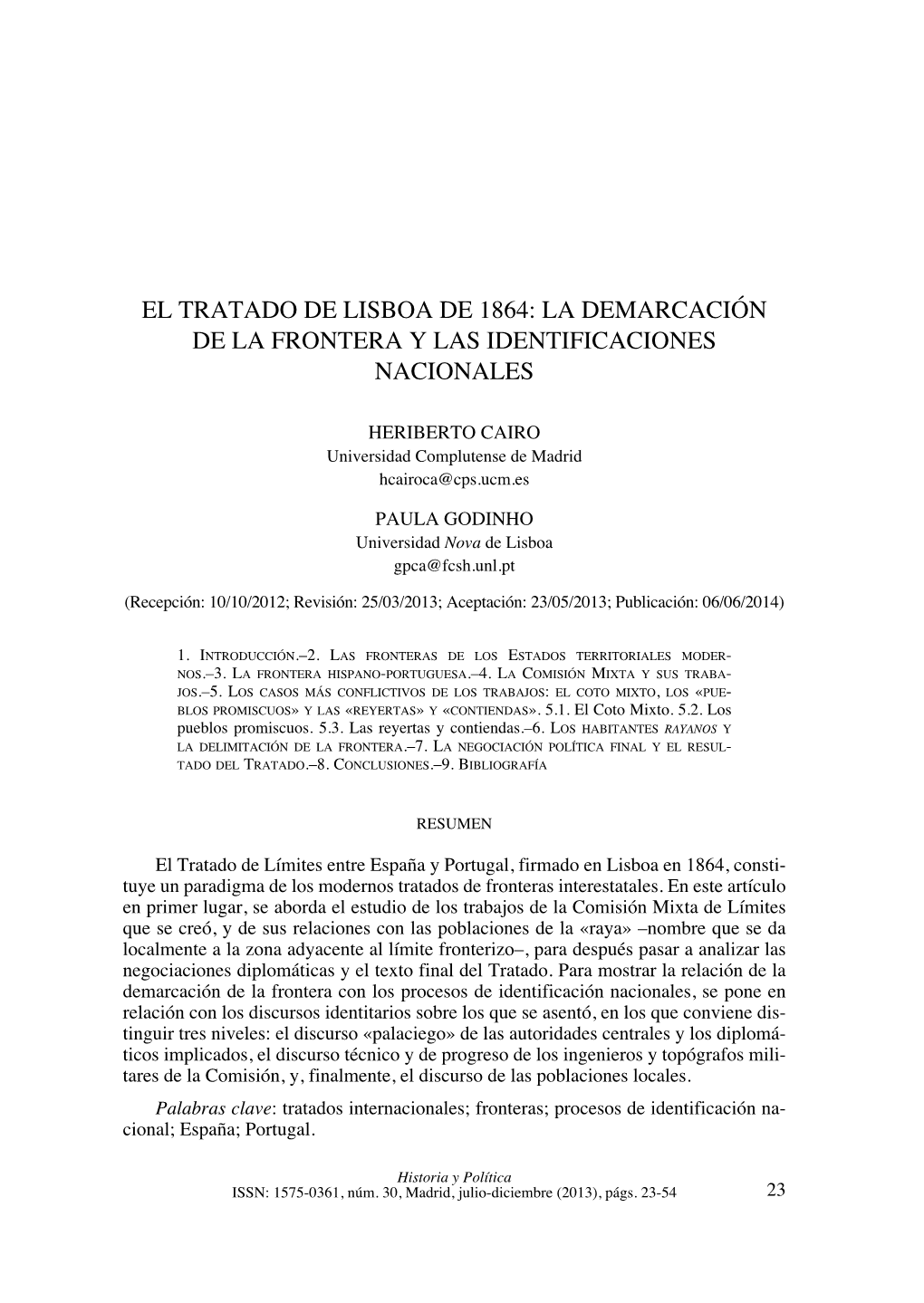 El Tratado De Lisboa De 1864: La Demarcación De La Frontera Y Las Identificaciones Nacionales