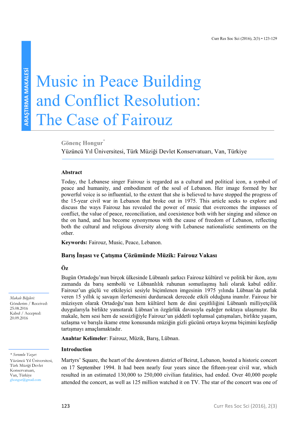 The Case of Fairouz
