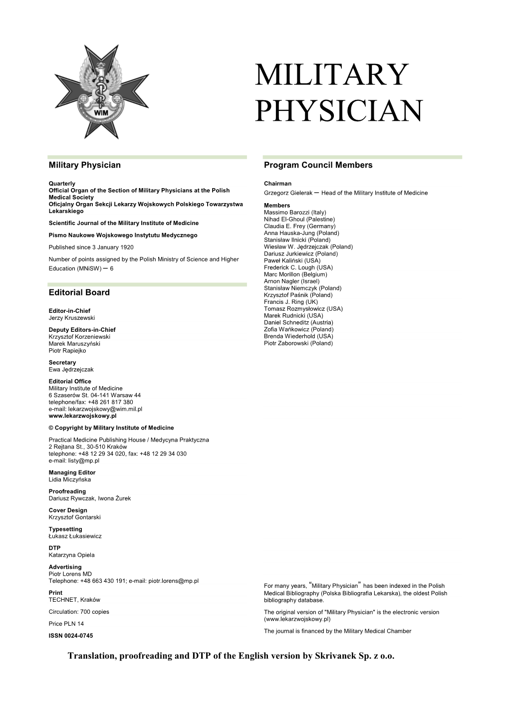 Military Physician Program Council Members