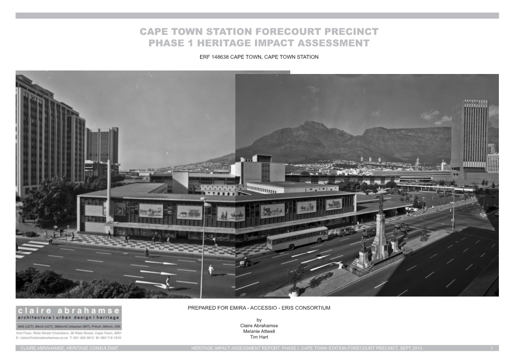 Cape Town Station Forecourt Precinct Phase 1 Heritage Impact Assessment