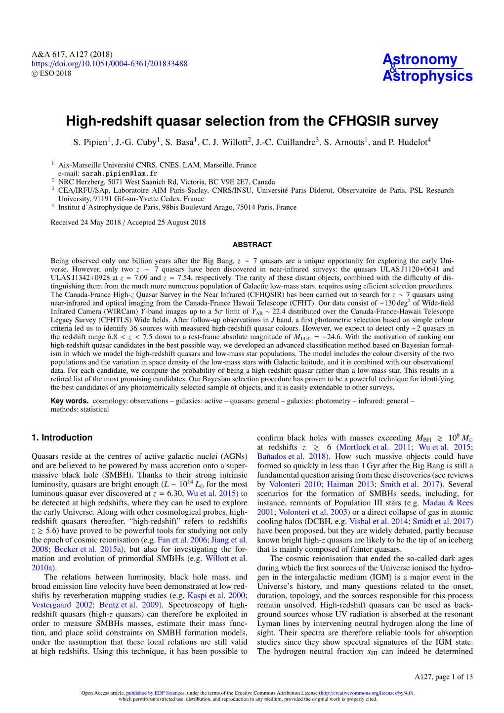 High-Redshift Quasar Selection from the CFHQSIR Survey S