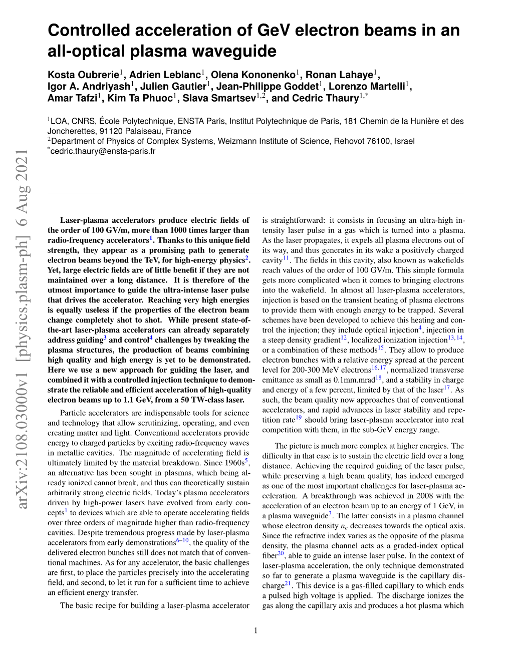 Controlled Acceleration of Gev Electron Beams in an All-Optical Plasma Waveguide