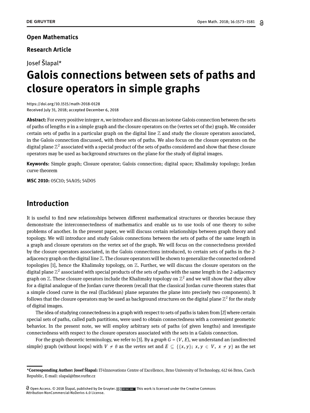 Galois Connections Between Sets of Paths and Closure Operators In
