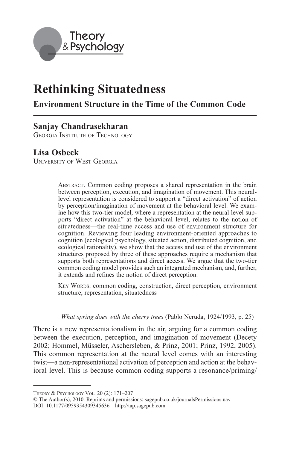 Rethinking Situatedness Environment Structure in the Time of the Common Code