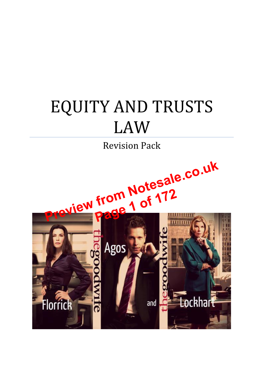 EQUITY and TRUSTS LAW Revision Pack