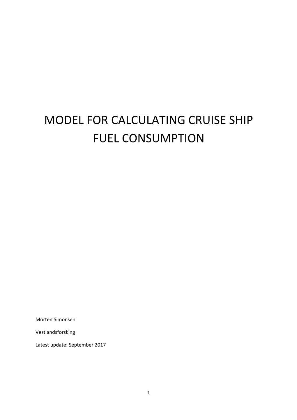 Model for Calculating Cruise Ship Fuel Consumption