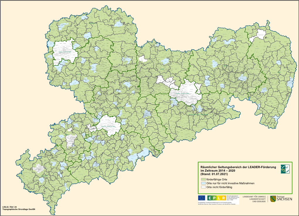 Karte Räumlicher Geltungsbereich RL LEADER/2014 (*.Pdf, 2,01