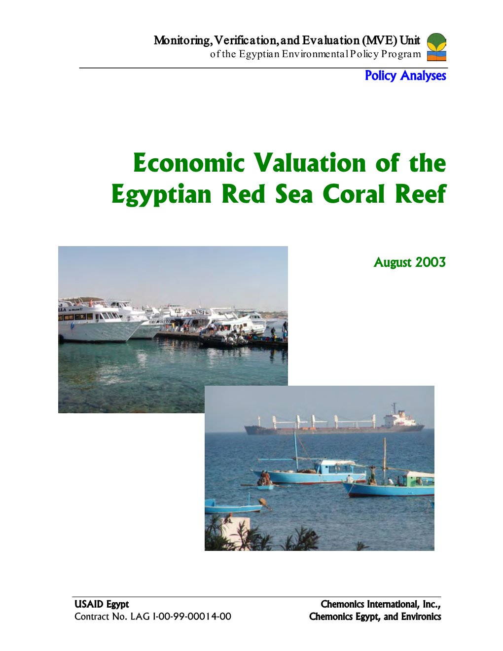 Economic Valuation of the Egyptian Red Sea Coral Reef