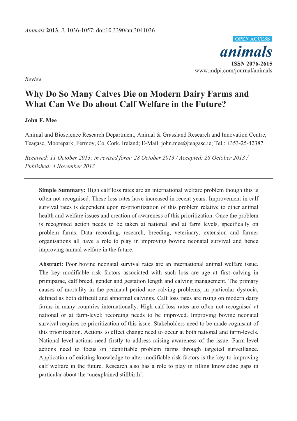 Why Do So Many Calves Die on Modern Dairy Farms and What Can We Do About Calf Welfare in the Future?
