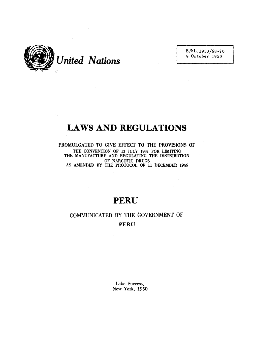 United Nations LAWS and REGULATIONS PERU