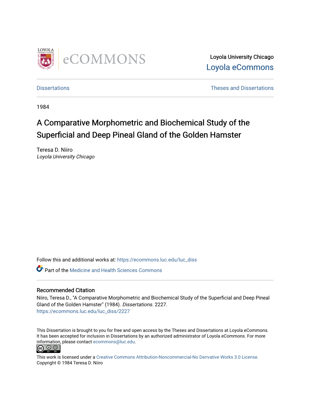 A Comparative Morphometric and Biochemical Study of the Superficial and Deep Pineal Gland of the Golden Hamster