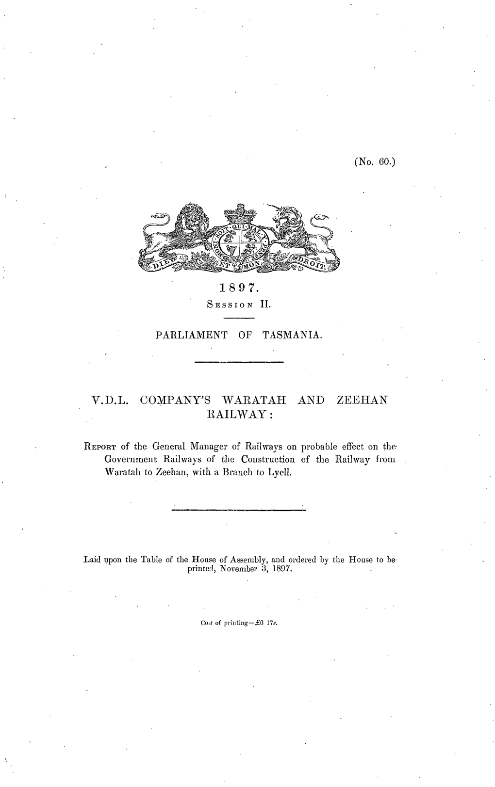 V.D.L. Company's Waratah and Zeehan Railway