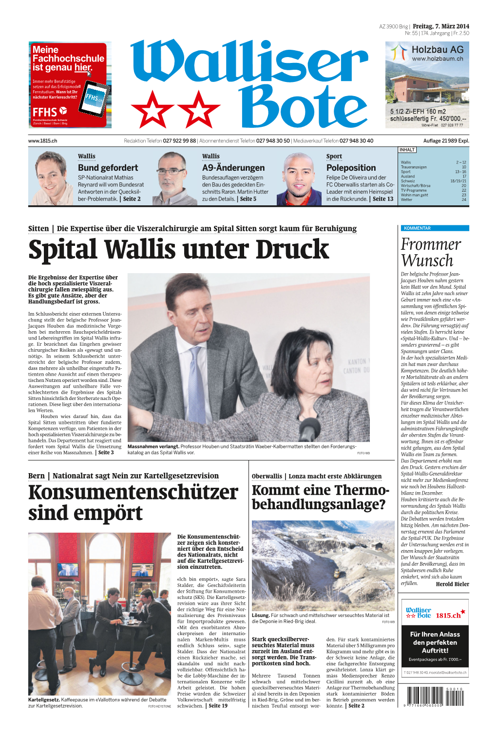 Spital Wallis Unter Druck