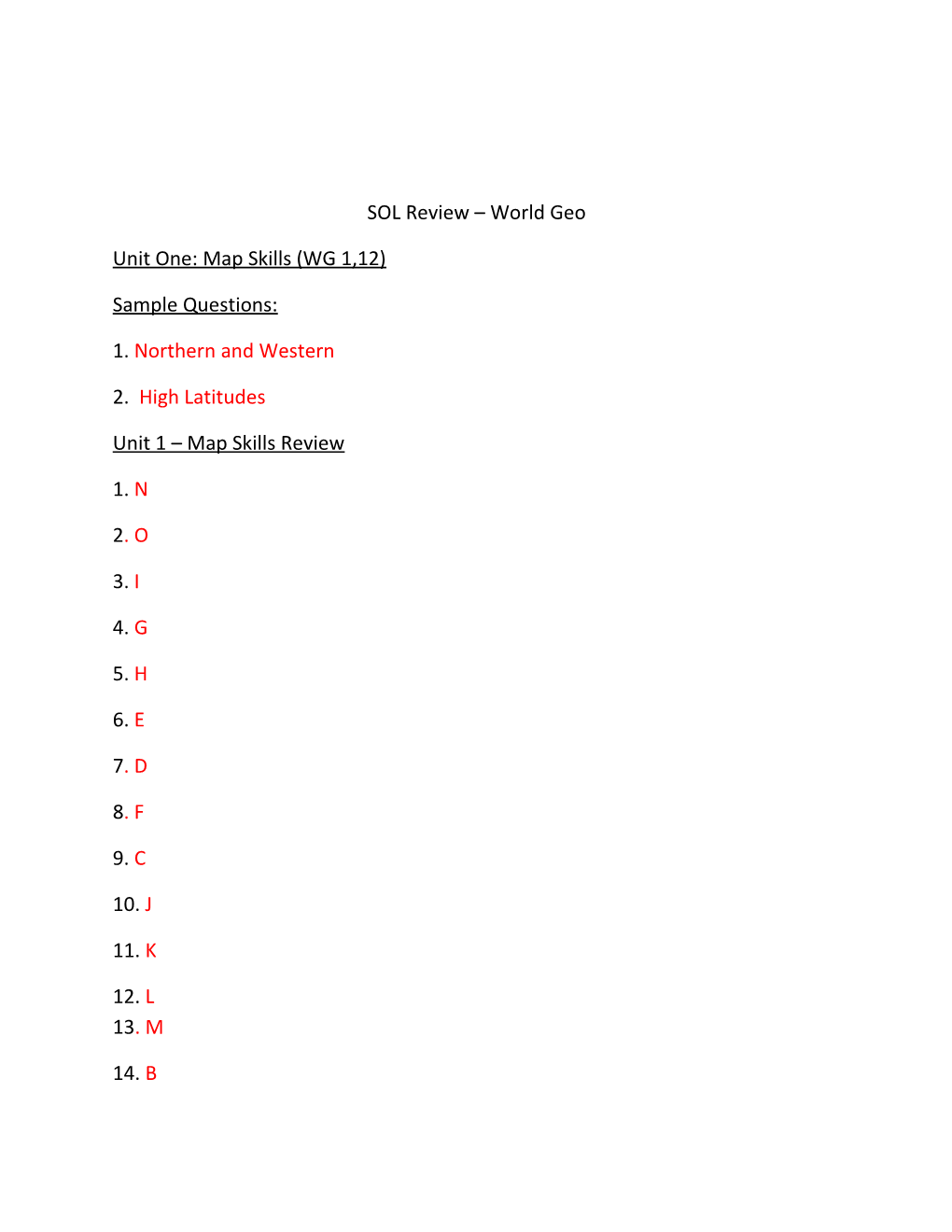 SOL Review World Geo