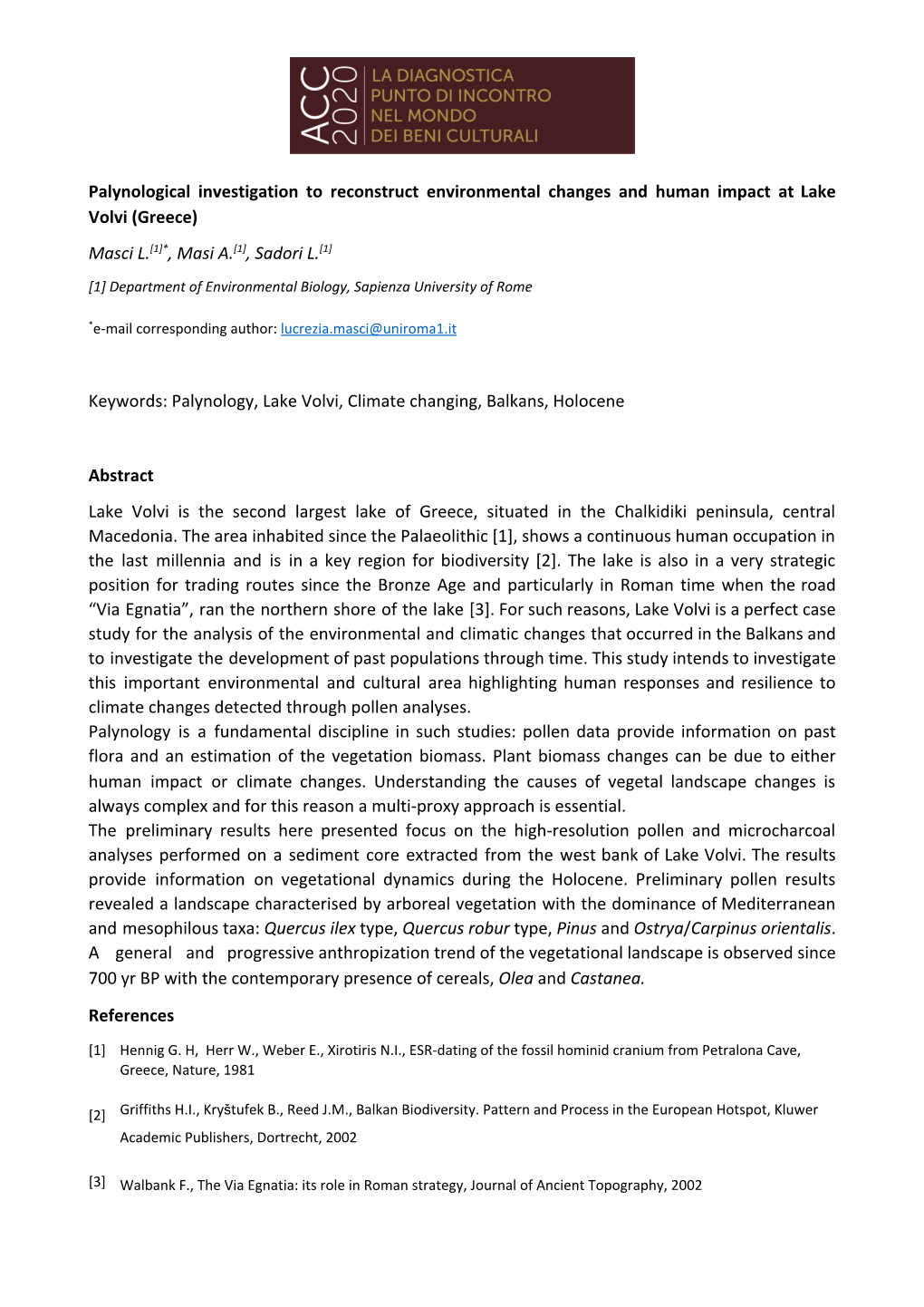 Palynological Investigation to Reconstruct Environmental Changes and Human Impact at Lake Volvi (Greece)