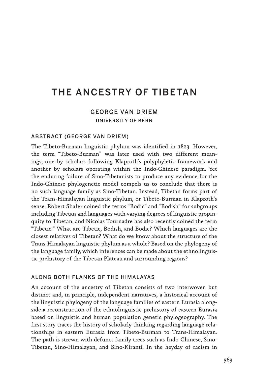 The Ancestry of Tibetan