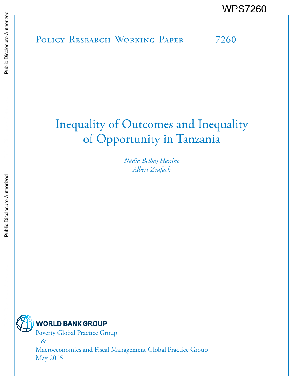 Inequality of Outcomes and Inequality of Opportunity in Tanzania