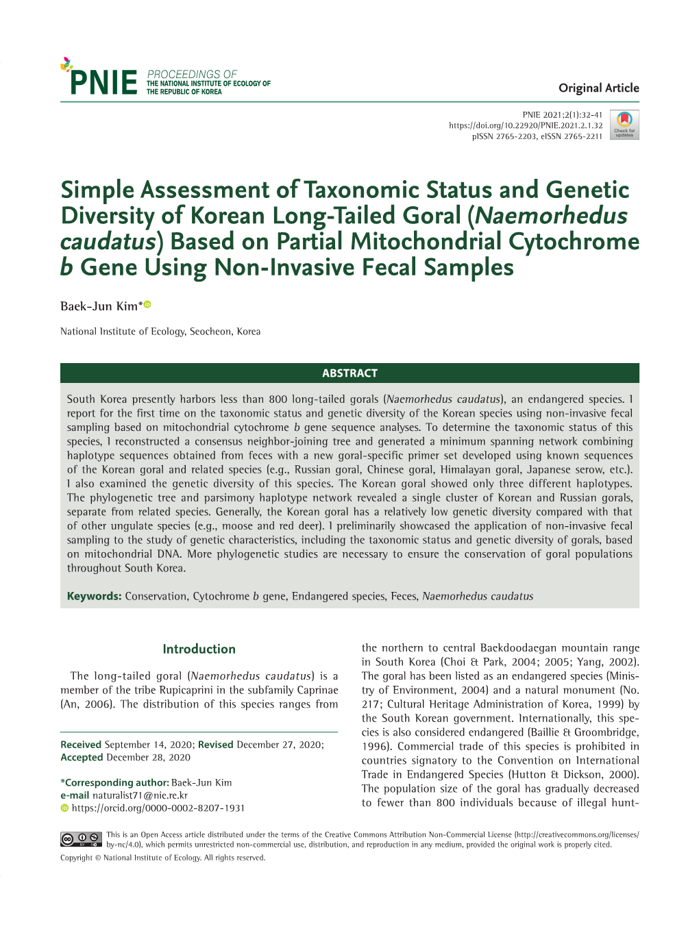 Simple Assessment of Taxonomic Status and Genetic Diversity Of