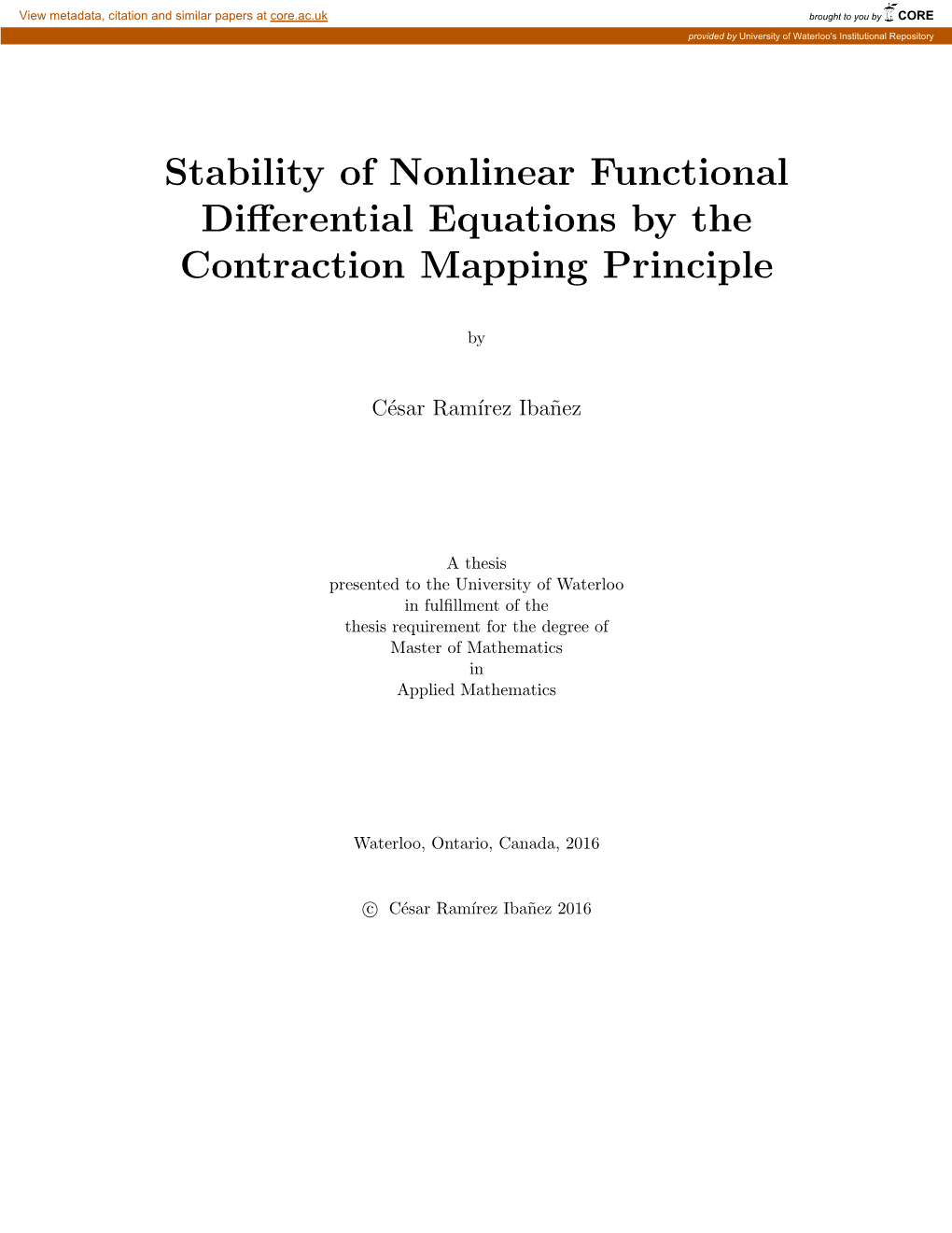 Stability of Nonlinear Functional Differential Equations by The