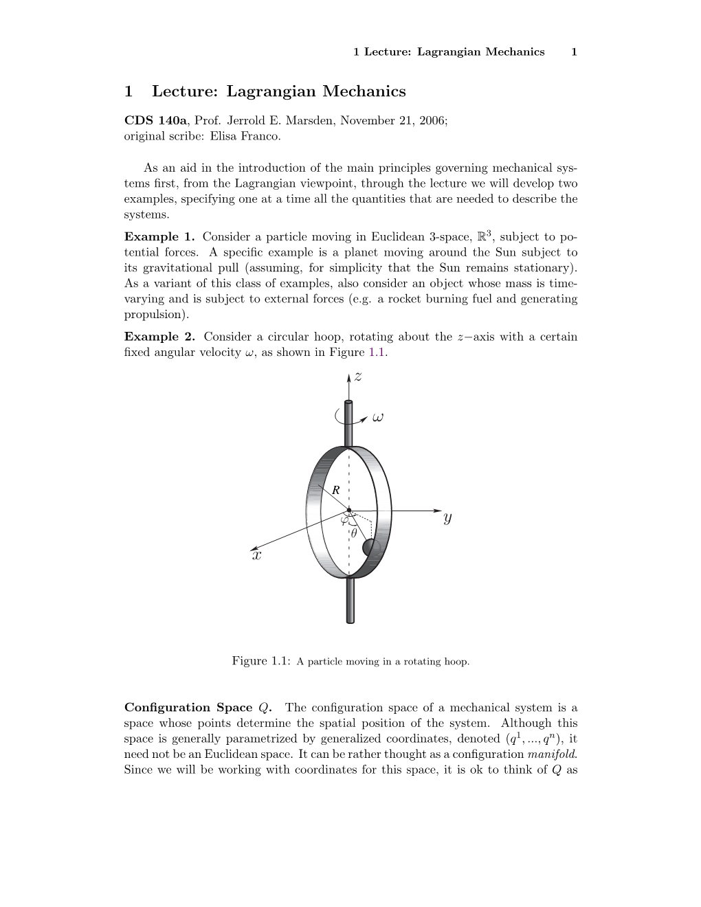 1 Lecture: Lagrangian Mechanics 1