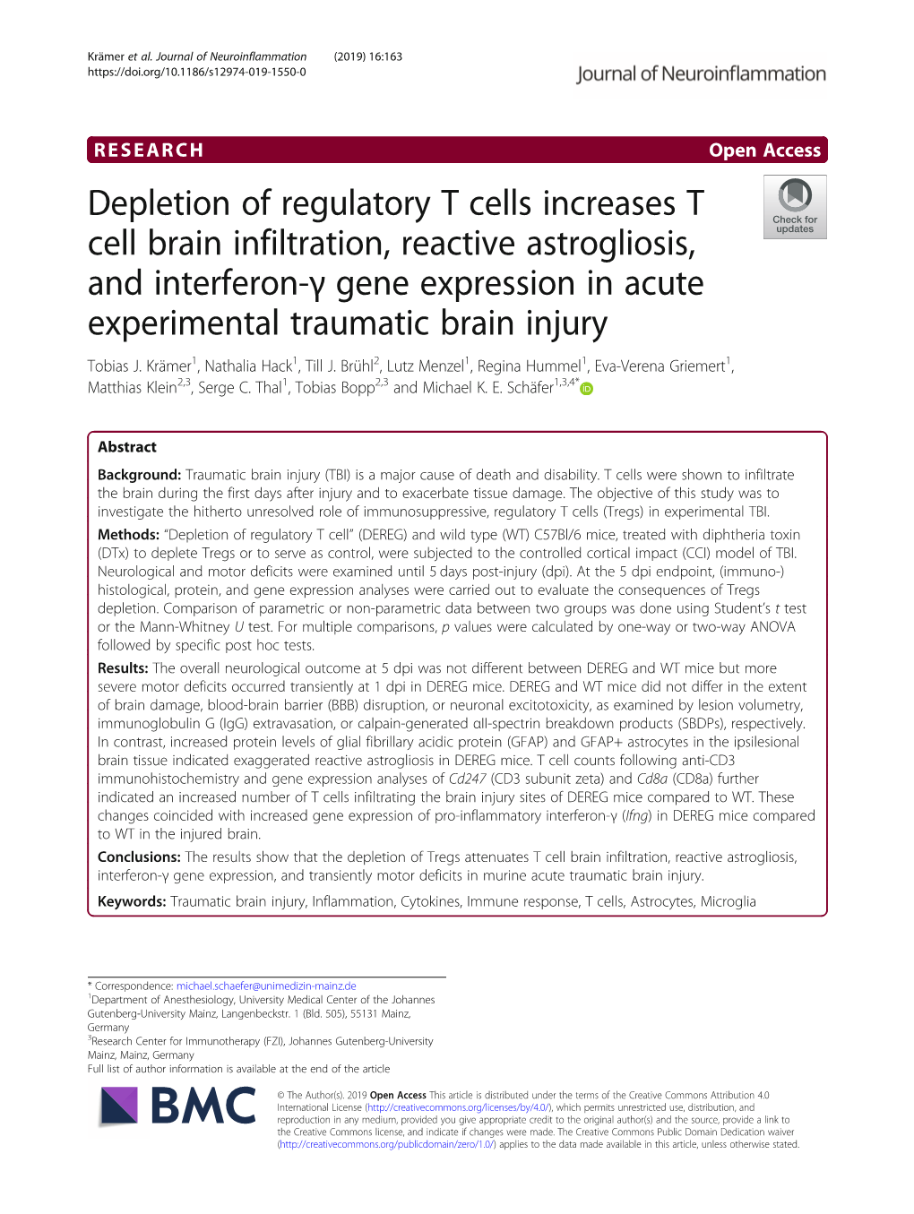 Depletion of Regulatory T Cells Increases T Cell Brain Infiltration