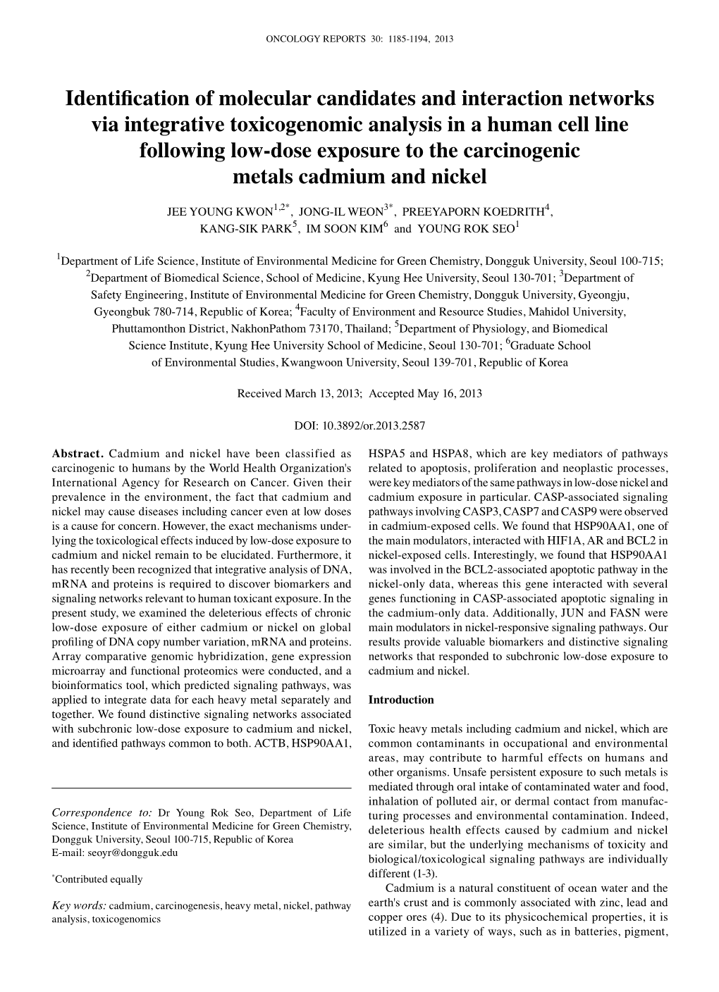 Identification of Molecular Candidates and Interaction Networks Via