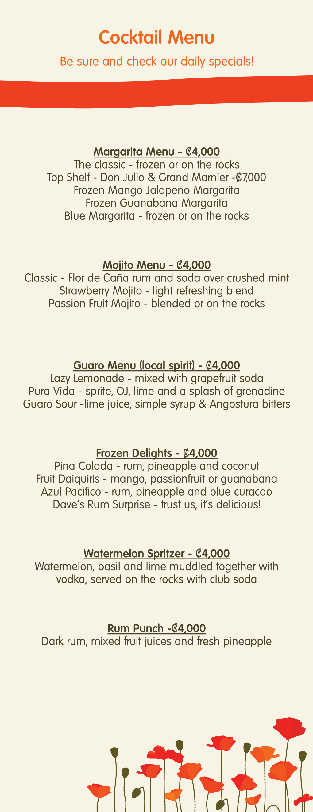 Cocktail Menu Be Sure and Check Our Daily Specials!